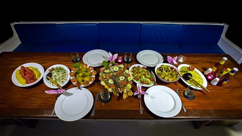 Freshly caught fish served for dinner on NOAH
