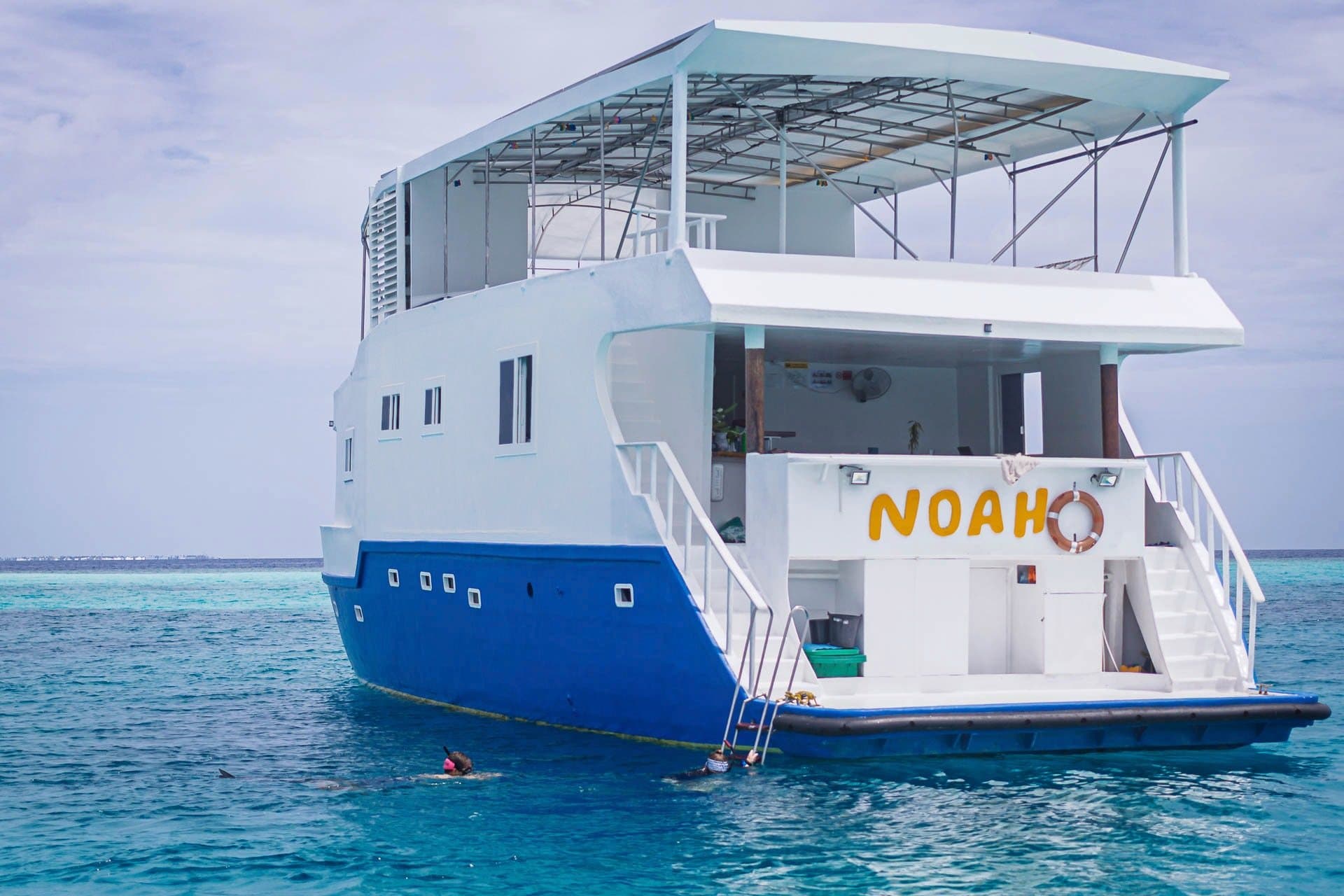 Guests swimming at NOAH's stern ladder