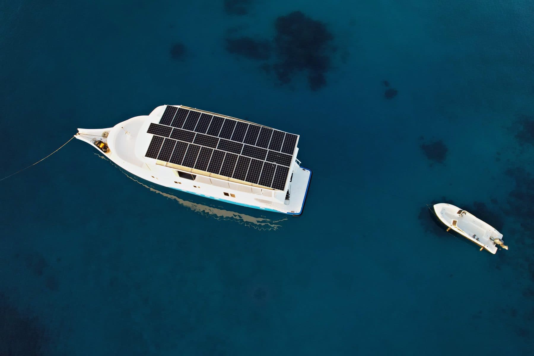 Top-down view of NOAH's solar roof over the reef